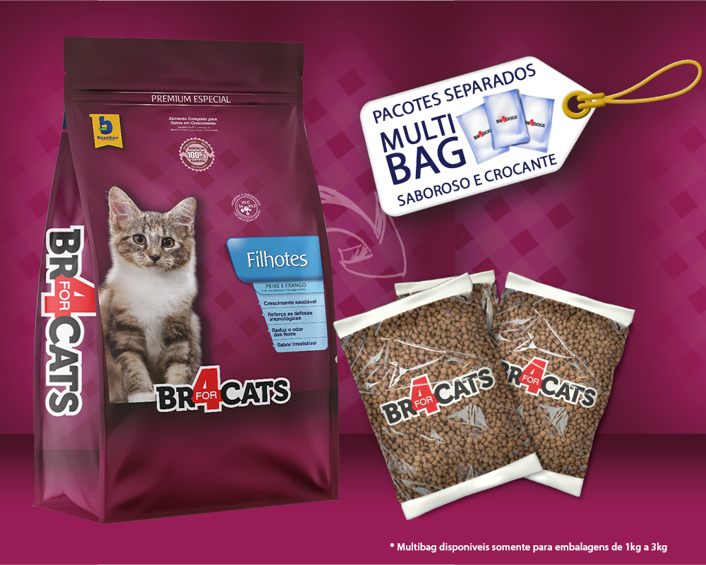 Ração Seca BR4 Cats Peixe e Frango para Gatos Filhotes - 7Kg