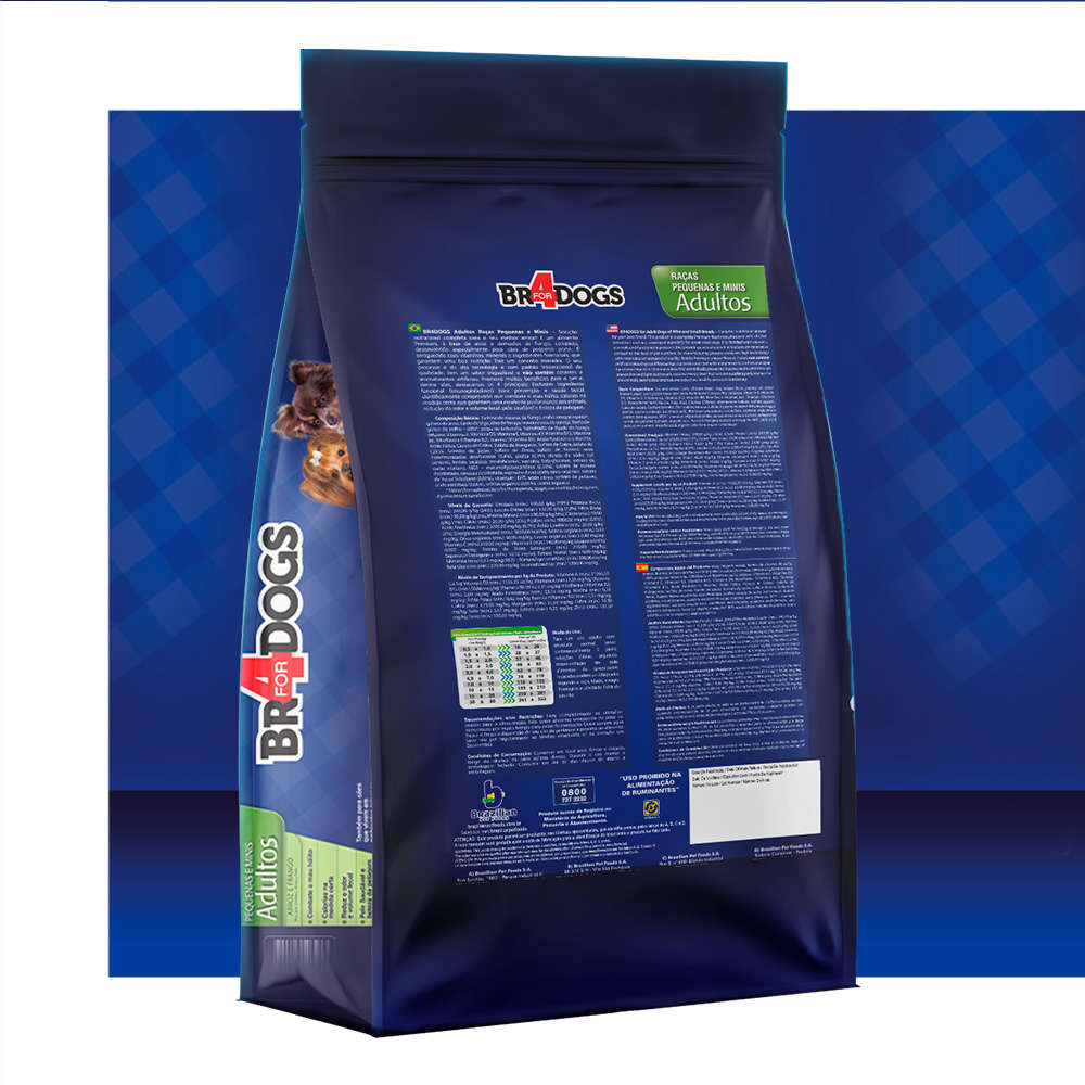 Ração Seca BR4 Dogs Arroz e Frango para Cães Raças Pequenas e Minis - 3Kg