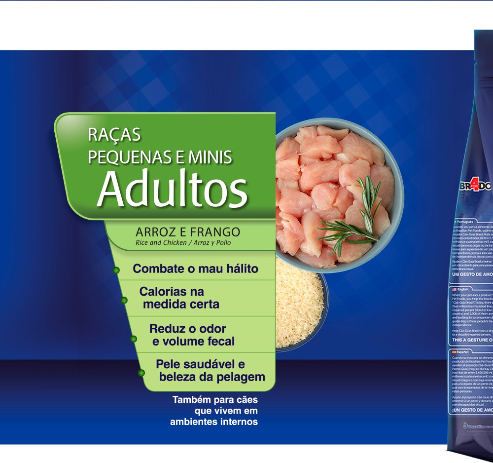 Ração Seca BR4 Dogs Arroz e Frango para Cães Raças Pequenas e Minis - 3Kg