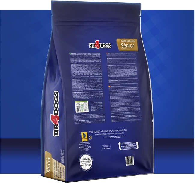 Ração Seca BR4 Dogs Arroz e Frango para Cães Sênior - 3Kg