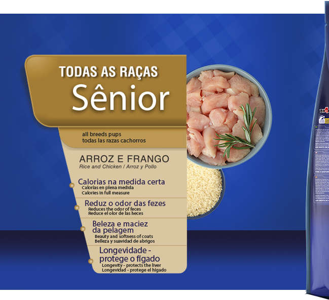 Ração Seca BR4 Dogs Arroz e Frango para Cães Sênior - 3Kg