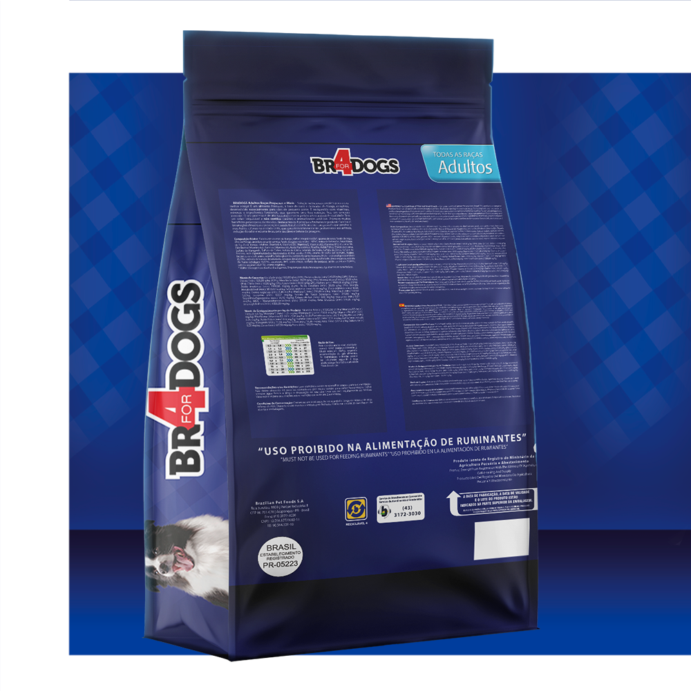 Ração Seca BR4 Dogs Arroz e Frango Para Cães Adultos - 3Kg