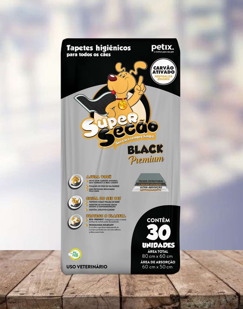 Tapete Higiênico Super Secão Black Premium - 30 unidades