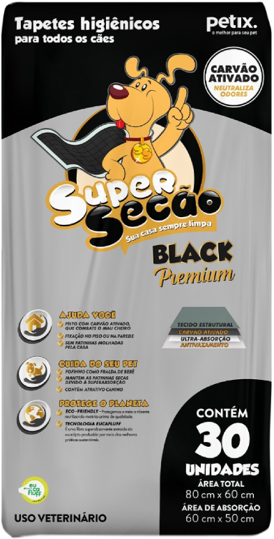 Tapete Higiênico Super Secão Black Premium - 30 unidades