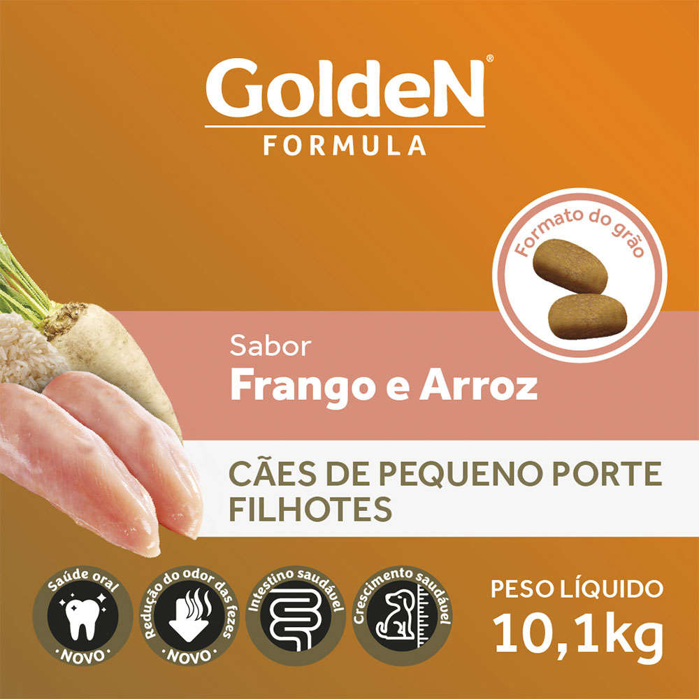 Ração Seca Golden Formula Cães Filhotes Mini Bits Frango, Arroz e Vegetais - 10,1Kg