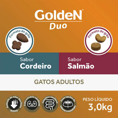 Ração Seca PremieR Pet Golden DUO Gatos Adultos - Salmão e Cordeiro