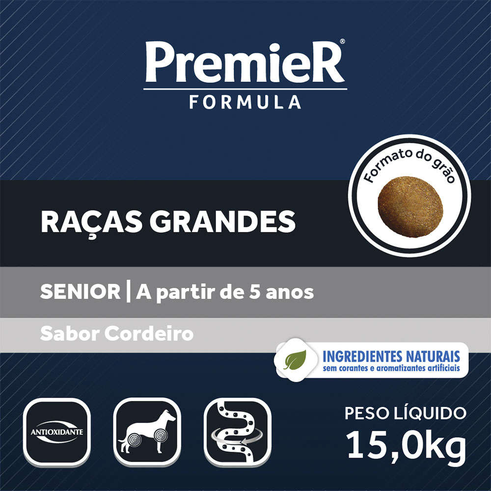 Ração Premier Formula Cães Sênior Raças Grandes - 15Kg