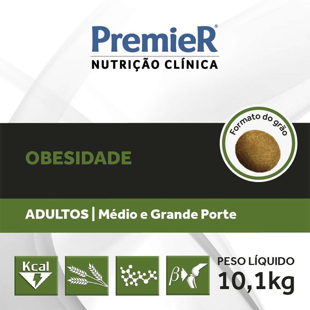 Ração Premier Nutrição Clínica Obesidade para Cães Adultos Médio e Grande Porte - 10,1Kg