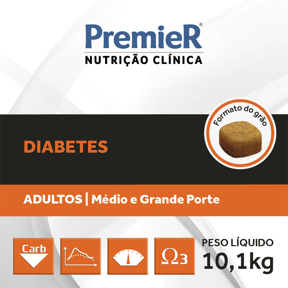Ração Premier Pet Nutrição Clínica Diabetes para Cães Adultos Médio e Grande Portes - 10,1Kg