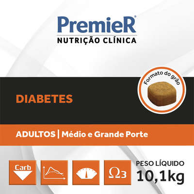 Ração Premier Pet Nutrição Clínica Diabetes para Cães Adultos Médio e Grande Portes