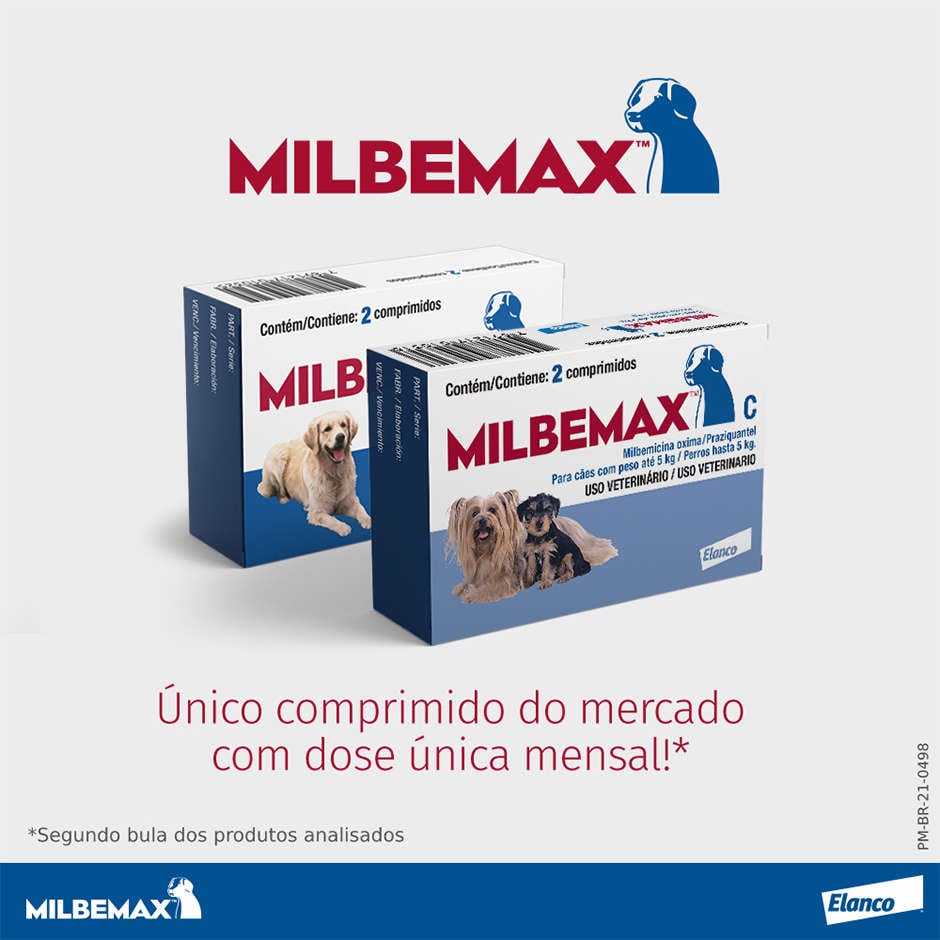 Vermífugo Elanco Milbemax C para Cães até 5Kg - 2 Comprimidos