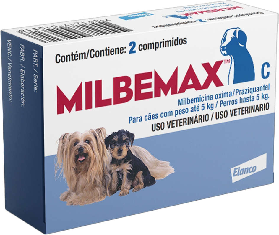Vermífugo Elanco Milbemax C para Cães até 5Kg - 2 Comprimidos
