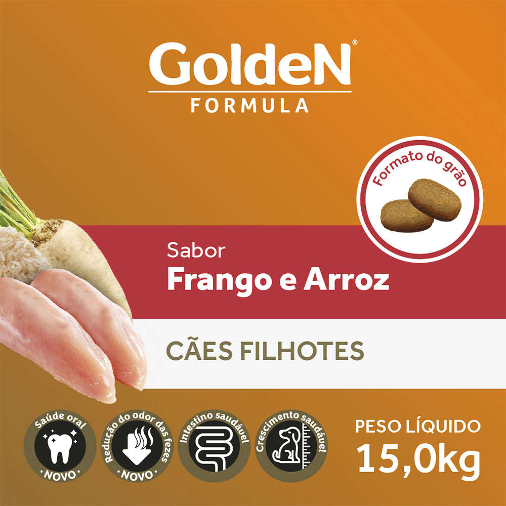 Ração Seca PremieR Pet Golden Formula Cães Filhotes Frango e Arroz - 15Kg