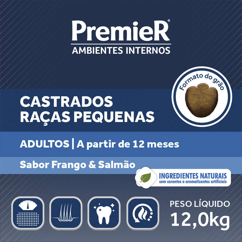 Ração Premier Pet Ambiente Interno Cães Castrados - 12Kg