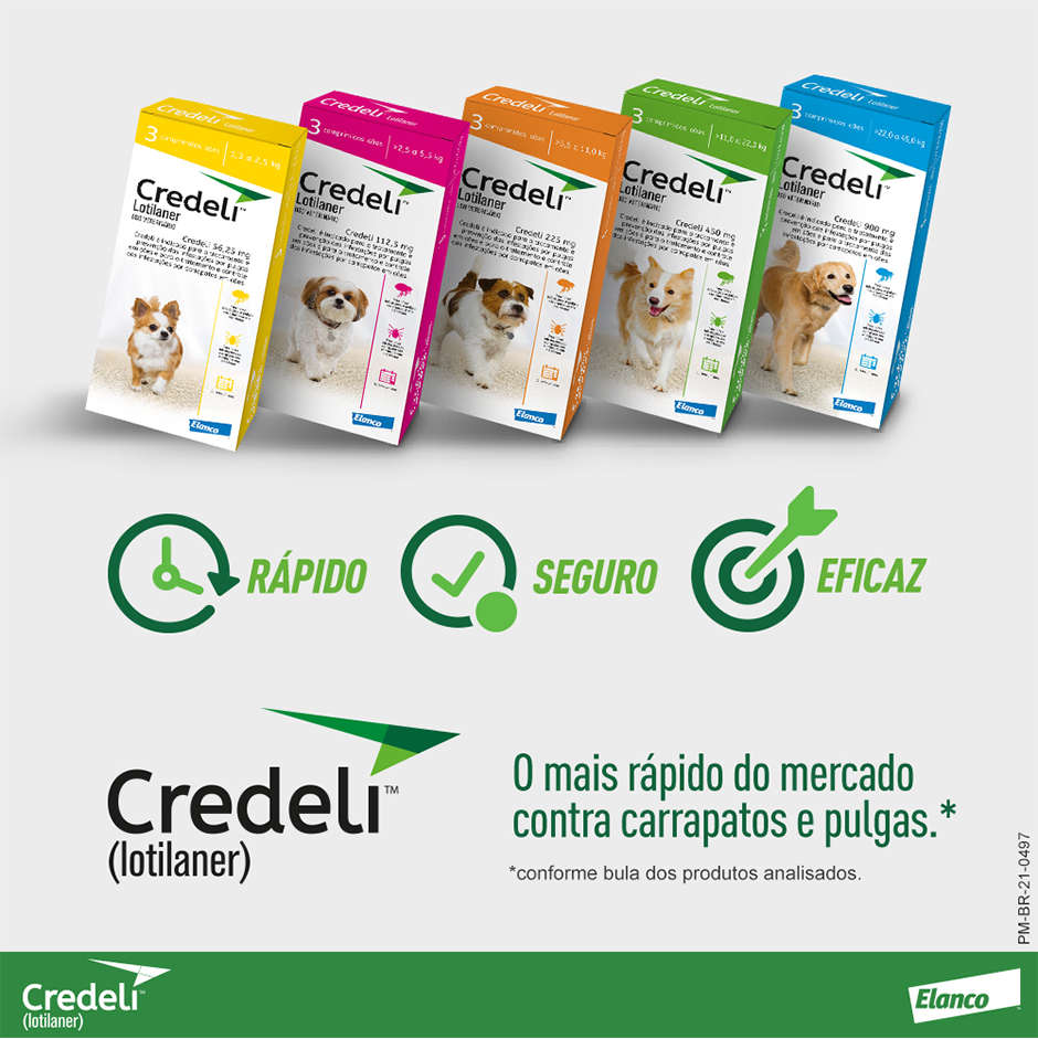 Antipulgas e Carrapatos Credeli 56,25 mg para Cães de 1,3 a 2,5Kg - 3 Comprimidos