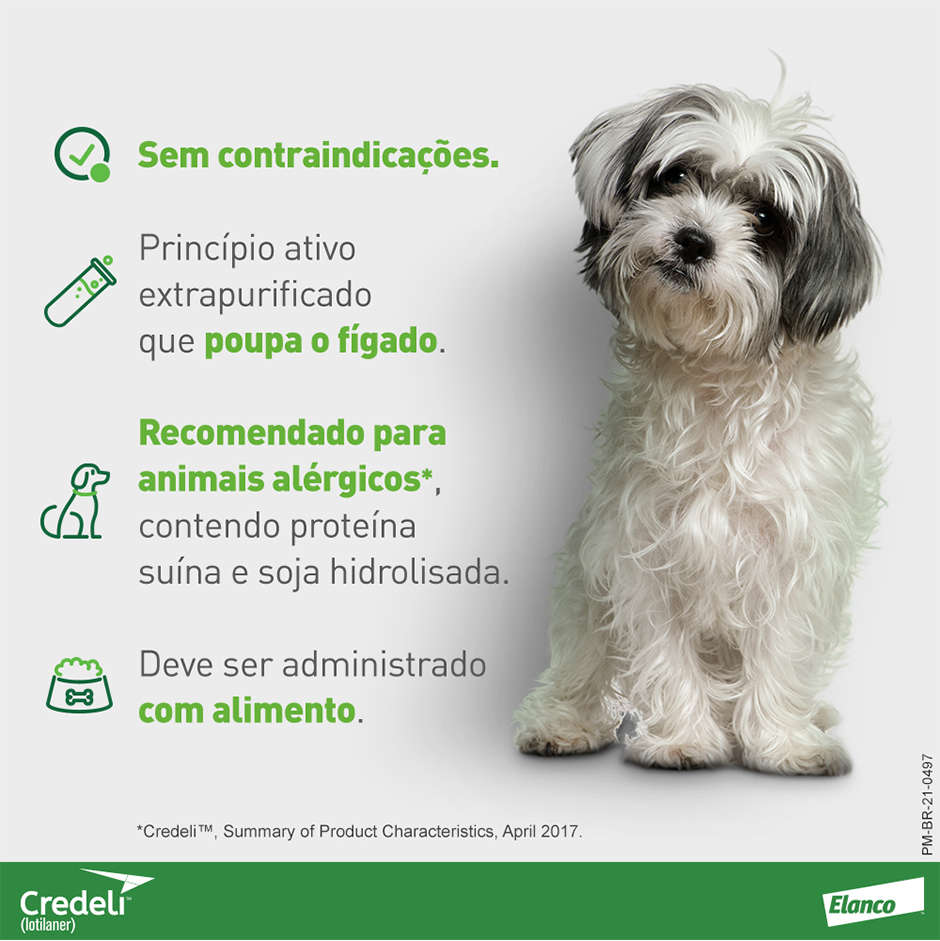 Antipulgas e Carrapatos Credeli 56,25 mg para Cães de 1,3 a 2,5Kg - 3 Comprimidos