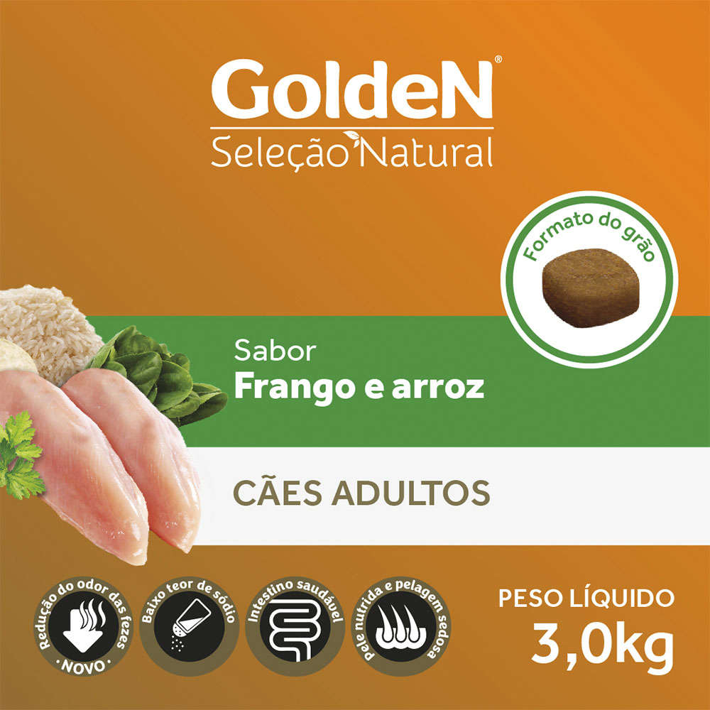 Ração Seca PremieR Pet Golden Seleção Natural para Cães Adultos - 3Kg