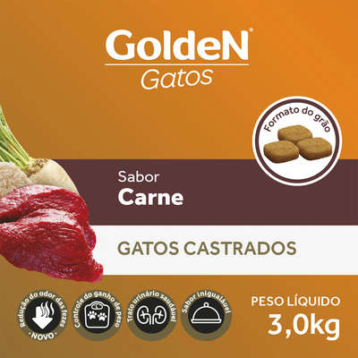 Ração Seca PremieR Pet Golden Gatos Adultos Castrados Carne