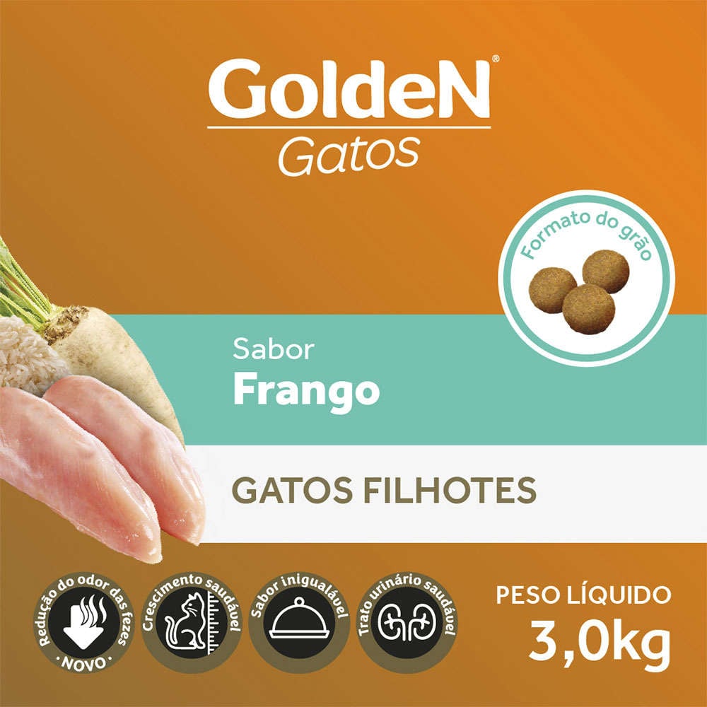 Ração Seca PremieR Pet Golden Gatos Filhotes Frango - 3Kg