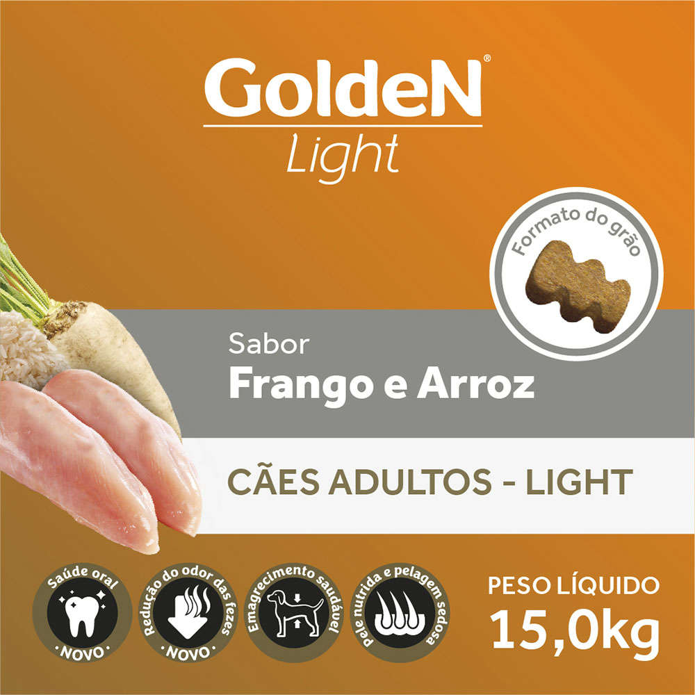 Ração Premier Golden Cães Adultos Light Frango e Arroz - 15Kg