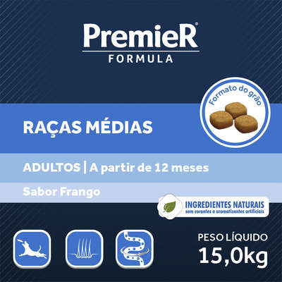 Ração Premier Pet Formula Frango Cães Adultos Raças Médias