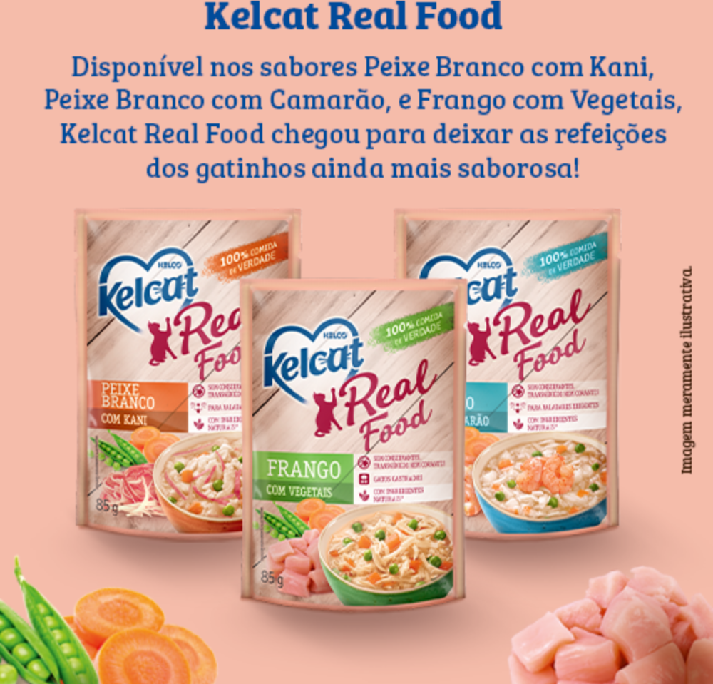 Ração Úmida Kelcat Real Food Frango com Arroz e Vegetais - 85 g
