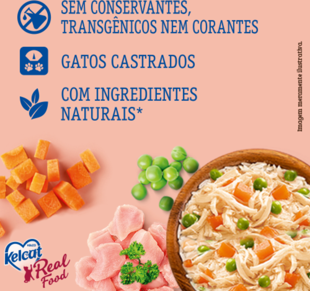 Ração Úmida Kelcat Real Food Frango com Arroz e Vegetais - 85 g