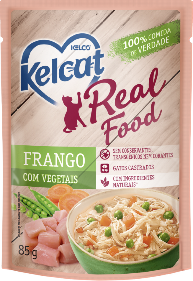 Ração Úmida Kelcat Real Food Frango com Arroz e Vegetais - 85 g