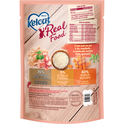Ração Úmida Kelcat Real Food Peixe Branco com Kani