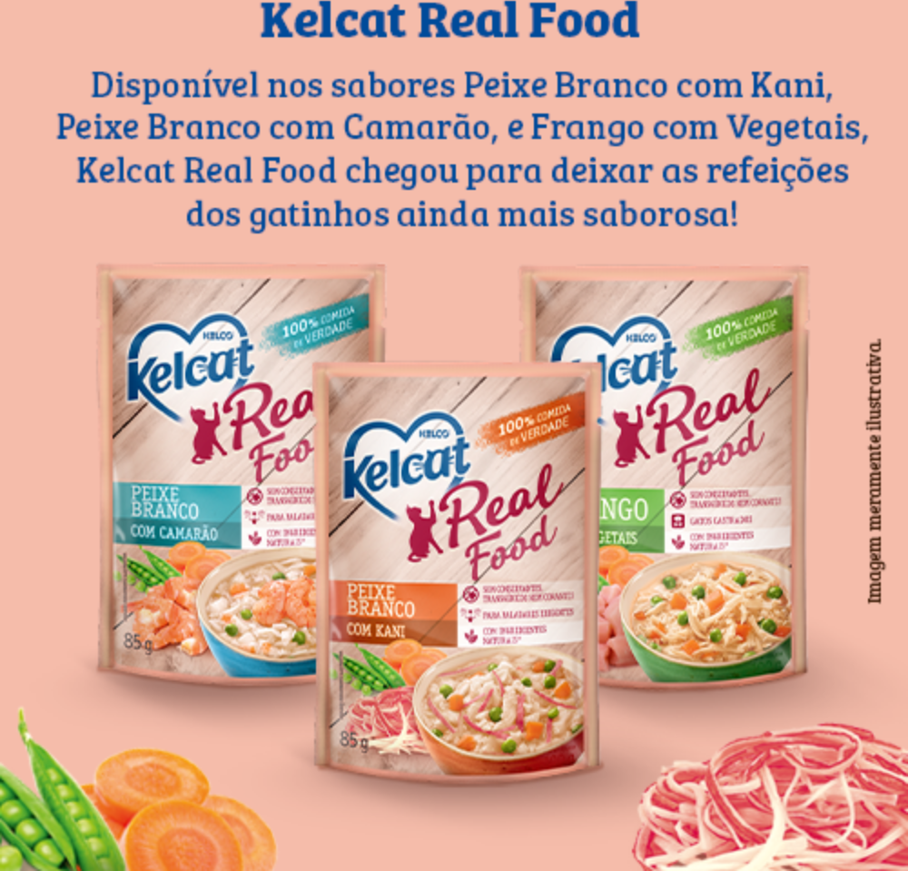 Ração Úmida Kelcat Real Food Peixe Branco com Kani - 85 g
