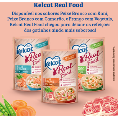 Ração Úmida Kelcat Real Food Peixe Branco com Kani