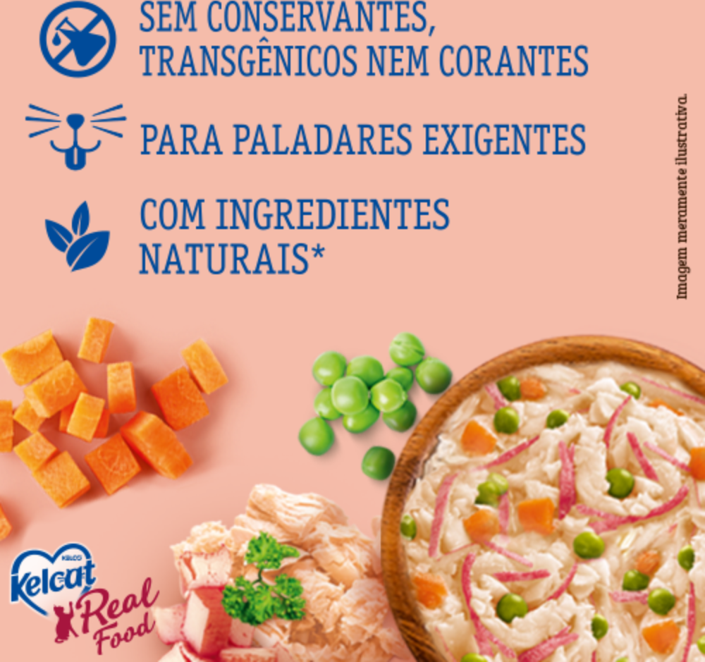 Ração Úmida Kelcat Real Food Peixe Branco com Kani - 85 g