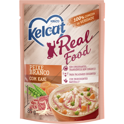 Ração Úmida Kelcat Real Food Peixe Branco com Kani
