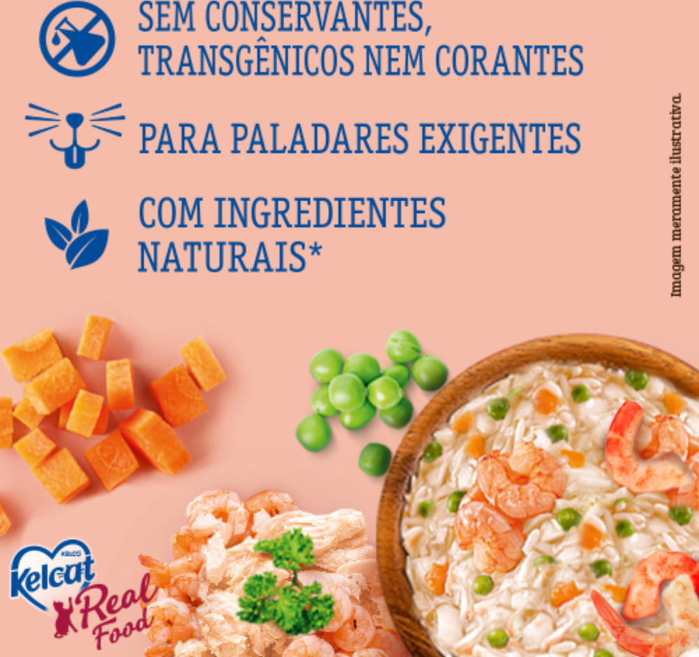 Ração Úmida Kelcat Real Food Peixe Branco com Camarão - 85 g