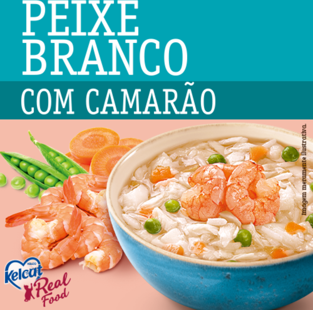 Ração Úmida Kelcat Real Food Peixe Branco com Camarão - 85 g