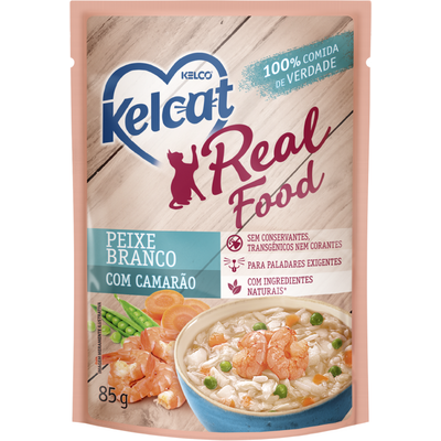Ração Úmida Kelcat Real Food Peixe Branco com Camarão