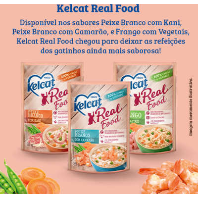 Ração Úmida Kelcat Real Food Peixe Branco com Camarão