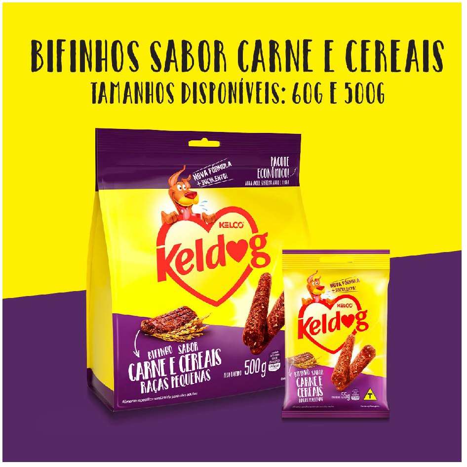 Bifinho Keldog para Cães Porte Pequeno Sabor Carne e Cereais - 500g