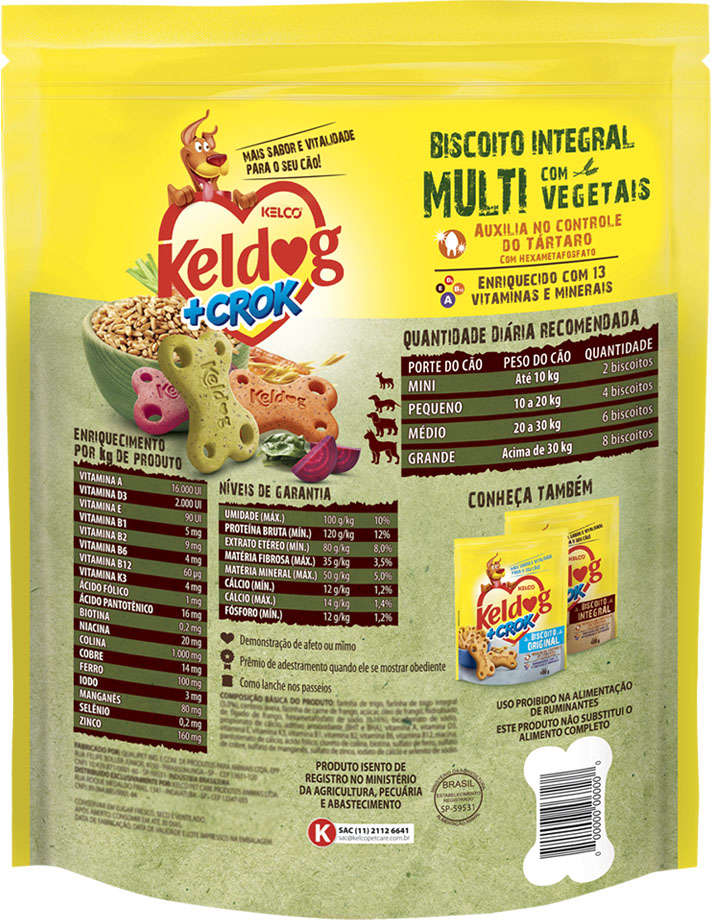 Biscoito Keldog para Cães Adultos Sabor Vegetais Integral - 400g