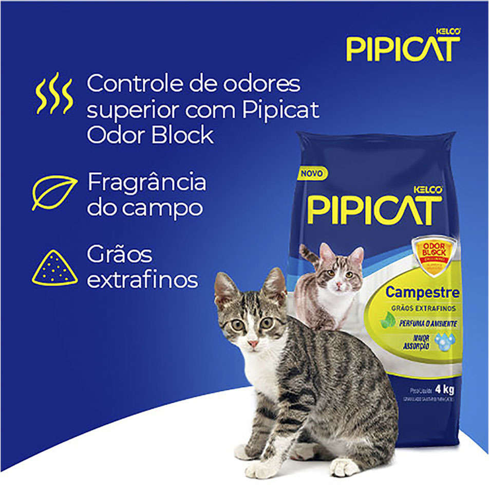 Areia Sanitária Perfumada Campestre Pipicat - 4kg