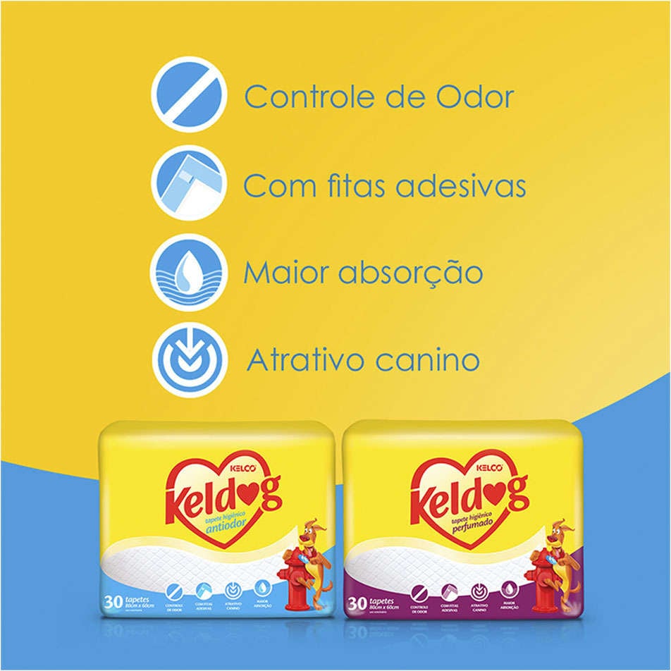 Kit Tapete Higiênico Kelco Keldog Perfumado - 120 Unidades (4 Pacotes)