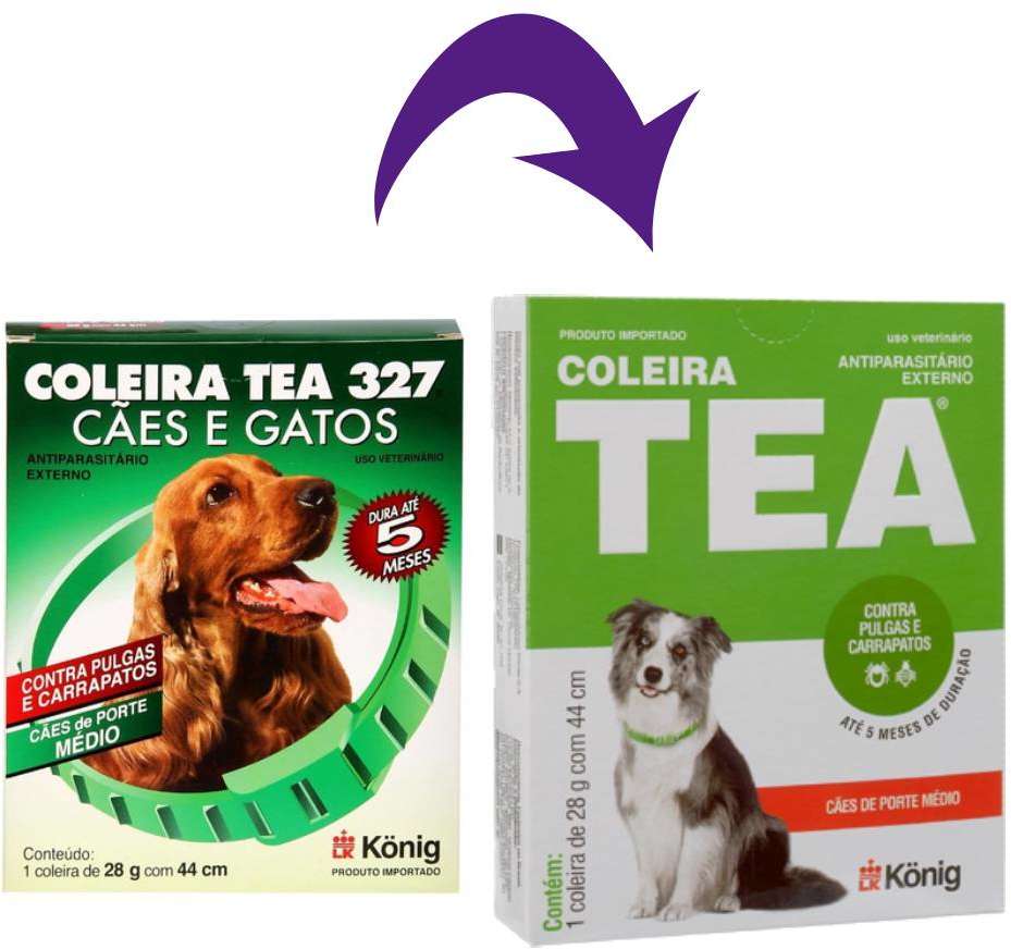 Coleira Antiparasitária Tea König Externo 44 cm para Cães - 28 g