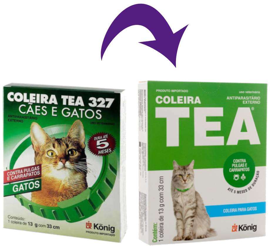 Coleira Antiparasitária Tea König 33 cm para Gatos – 13 g