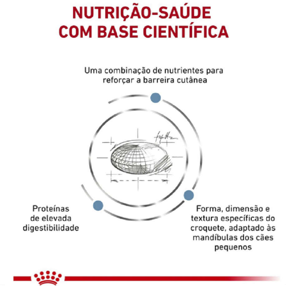 Ração Royal Canin Veterinary Nutrition Skin Care Adult Small Dog para Cães com Doenças de Pele - 2Kg