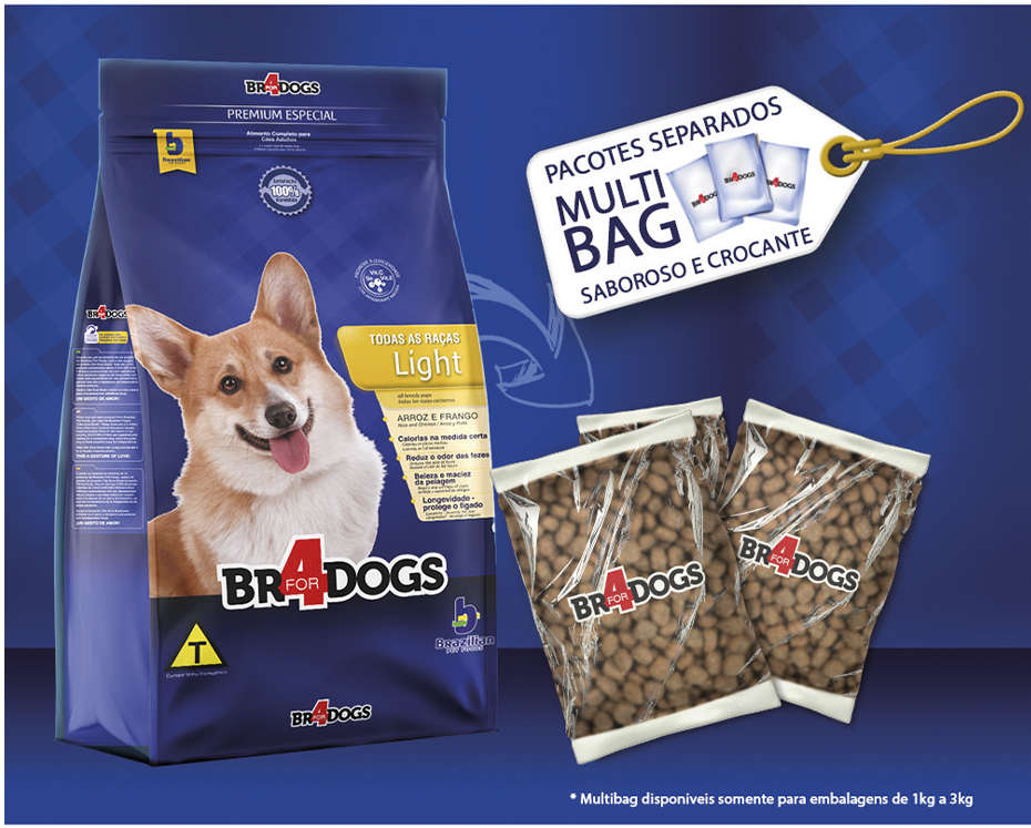 Ração Seca BR4 Dogs Light Arroz e Frango para Cães Adultos - 3Kg