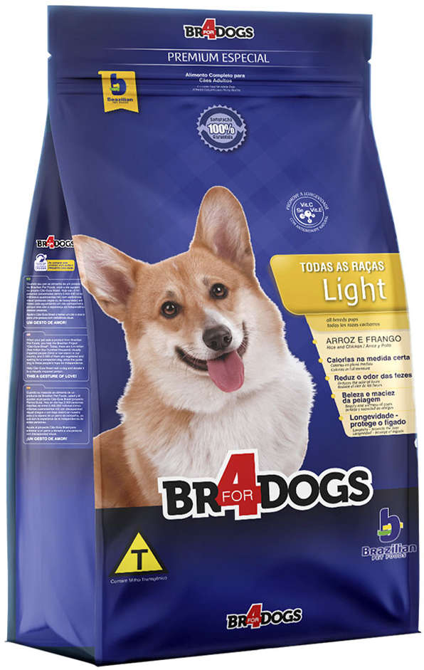 Ração Seca BR4 Dogs Light Arroz e Frango para Cães Adultos - 3Kg