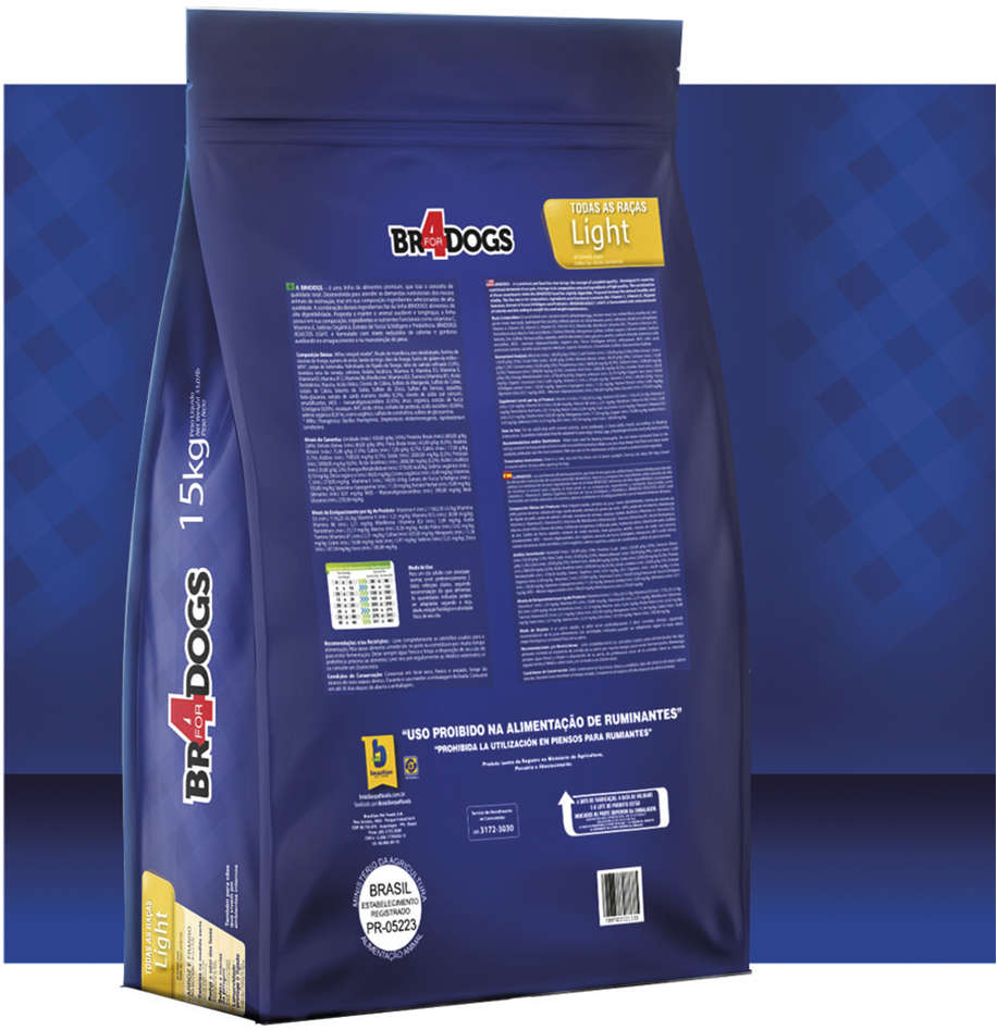 Ração Seca BR4 Dogs Light Arroz e Frango para Cães Adultos - 3Kg