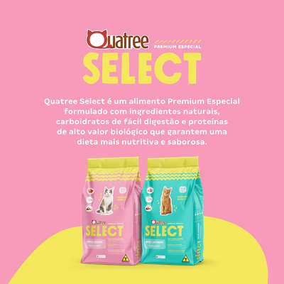 Ração Seca Quatree Select Salmão e Arroz Gatos Adultos”