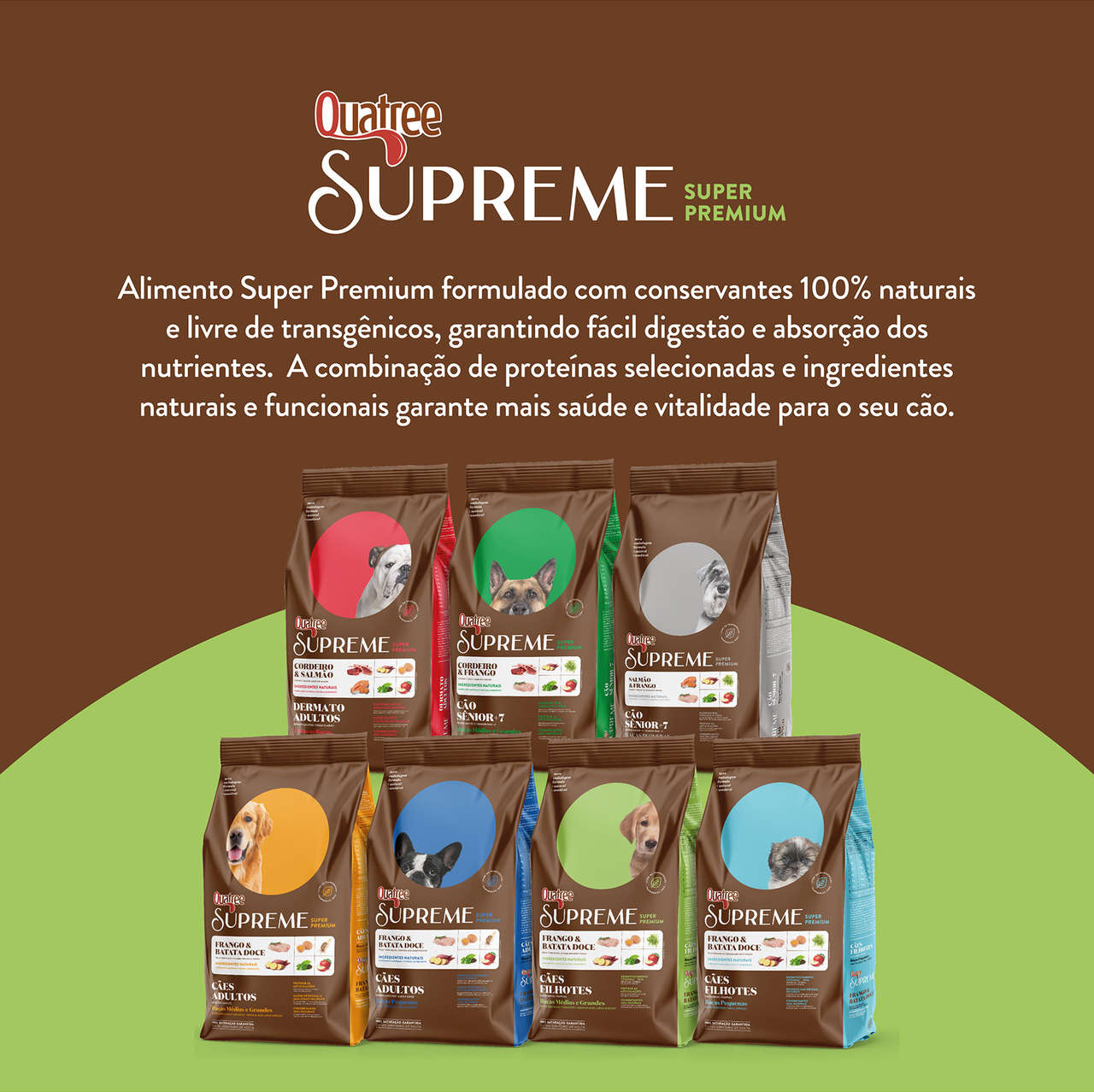 Ração Seca Quatree Supreme Frango e Batata Doce Cães Filhotes Raças Médias e Grandes - 15Kg