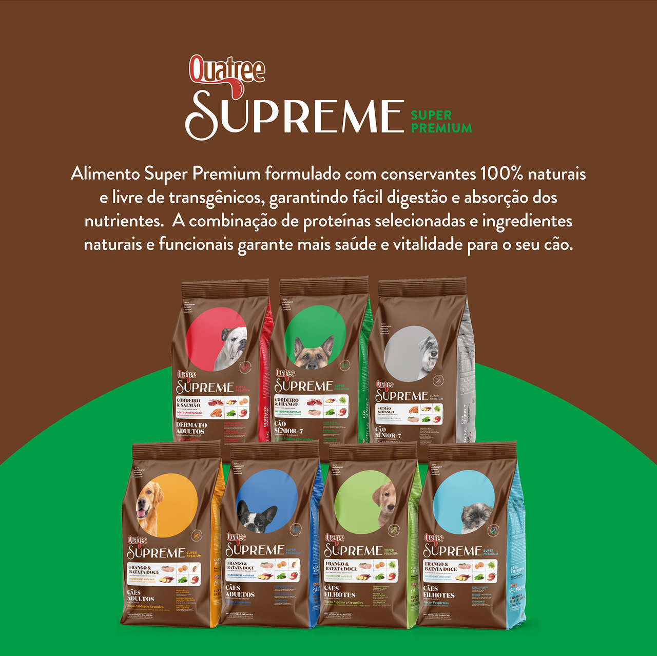Ração Seca Quatree Supreme Cordeiro e Frango Cães Sênior +7 Raças Médias e Grandes - 15Kg
